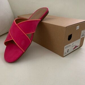 Jcrew Microsuede Criss Cross slide sandal Size 9